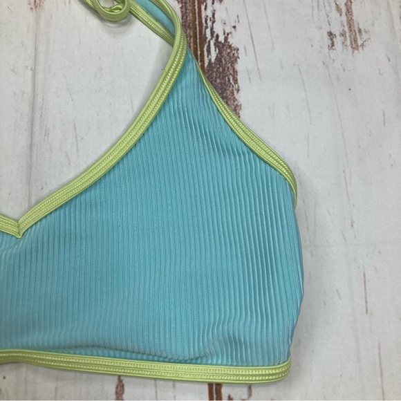 Ninety-Nine Halter Bikini Top Colorblock Blue & Green Sz Medium - Picture 2 of 9